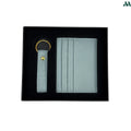 Teal leather card holder and keychain gift set