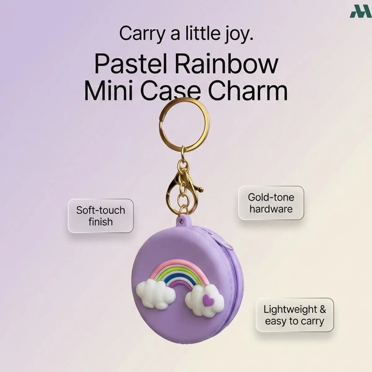 Purple rainbow silicone keychain pouch
