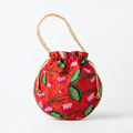 Handcrafted Indian floral potli bag red