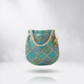 Blue mirror work potli bag ethnic accessory