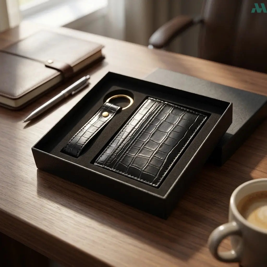 Crocodile textured card holder holding cards