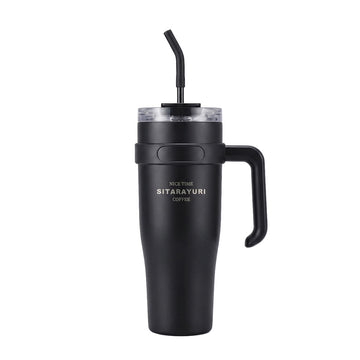 Mobcos 40oz Stainless Steel Tumbler with Handle – Leakproof, Insulated Travel Mug with Lid & Straw – Reusable Double-Wall Vacuum Cup for Hot & Cold Drinks (Black) MOBCOS