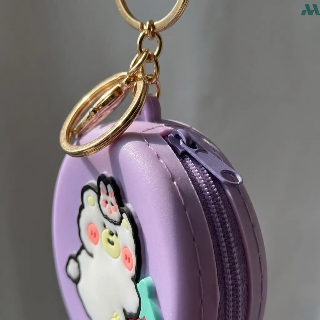 Cute bear silicone pouch keychain