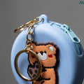 Cute bear silicone pouch keychain