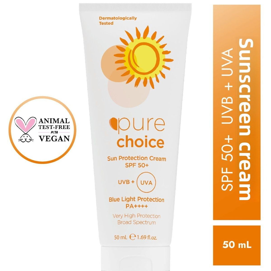 Pure Choice Spf 50+ Sunscreen Cream, 50ml - Water Resistant Very High Protection PURE CHOICE