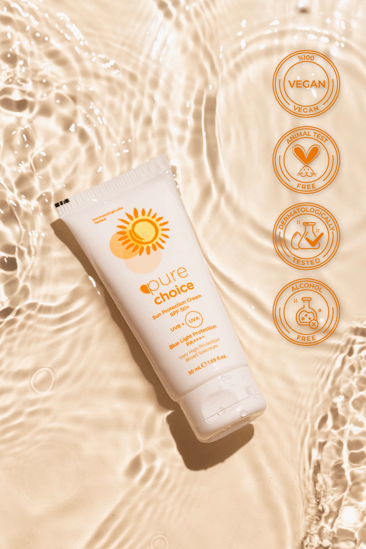 Pure Choice Spf 50+ Sunscreen Cream, 50ml - Water Resistant Very High Protection PURE CHOICE