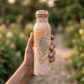 Natural Wood Swirl copper bottle with leakproof cap