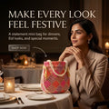 Light pink mirror work potli bag ethnic accessory