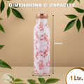 1 litre copper water bottle Blush Rose Marble