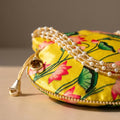 Yellow floral print handcrafted potli bag