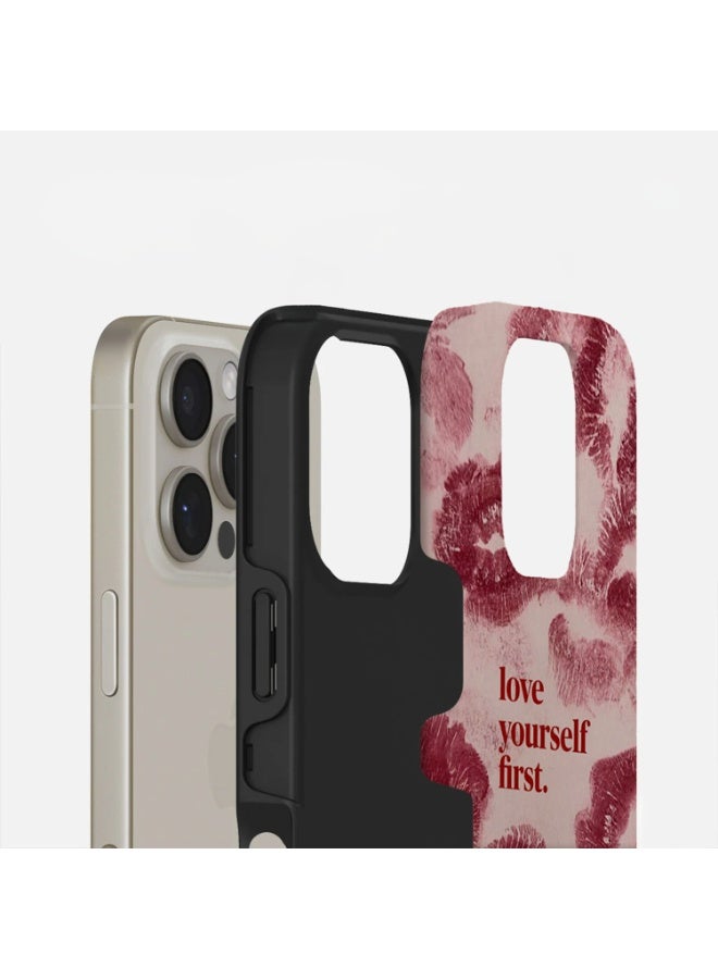 Mobcos iPhone 16 Pro Max Self Love Premium Case Compatible with Hybrid Dual-Layer Hard Shell + Silicone Protection - Scratch-Resistant Shockproof Mobile Cover