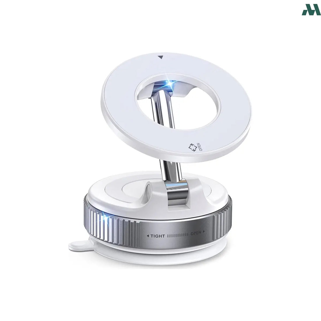 Magnetic foldable car phone mount in white