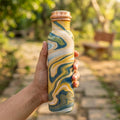 Golden Ocean Wave copper bottle with leakproof cap