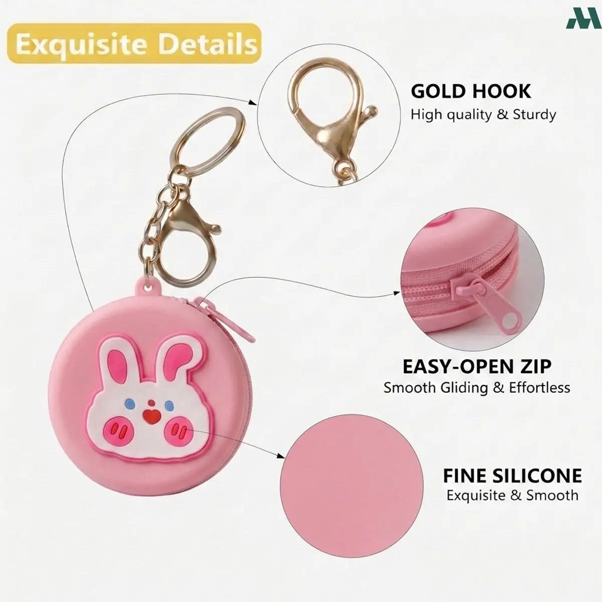 Pink rabbit mini zipper pouch