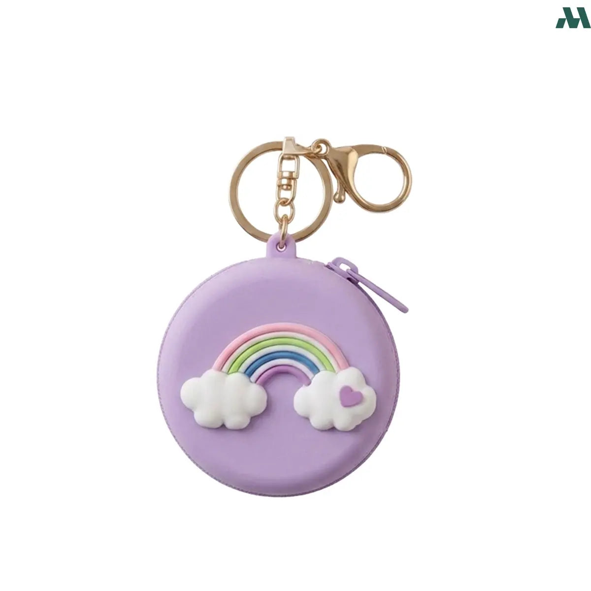 Purple rainbow silicone coin purse keychain