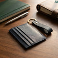 Slim leather card holder detail