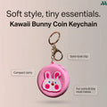 Pink rabbit silicone keychain pouch