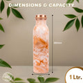 1 litre copper water bottle Peach Swirl
