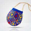 Dark blue embroidered mirror work potli bag Mobcos
