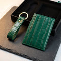 Leather card holder with matching keychain
