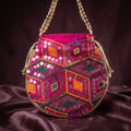 Handcrafted Indian mirror work potli bag multicolor
