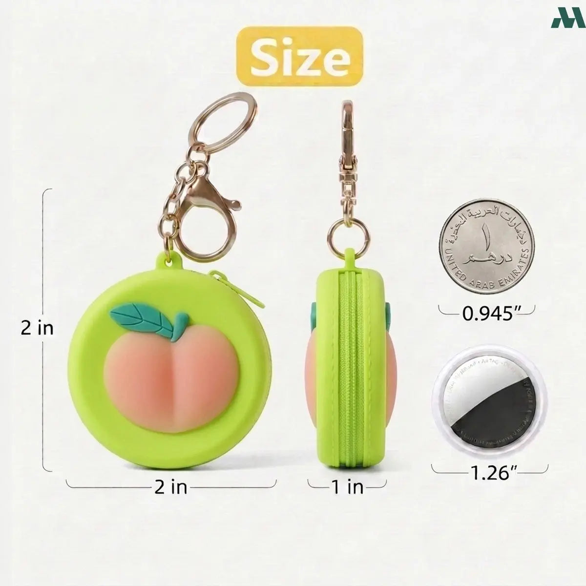 Silicone fruit coin purse with keychain clip
