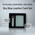 Teal leather wallet keychain gift set
