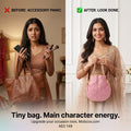 Pink mirror work potli bag styled