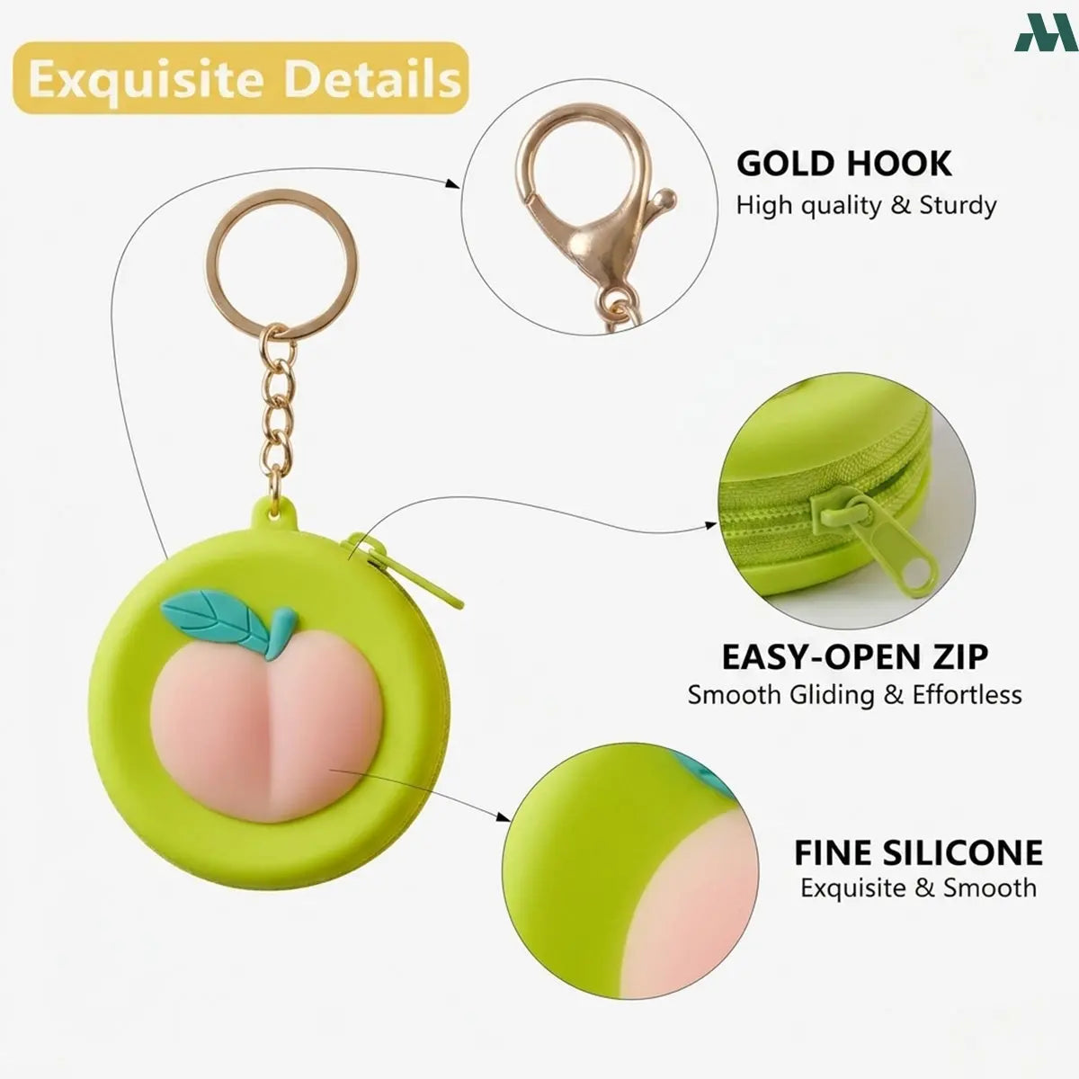 Green fruit mini zipper pouch