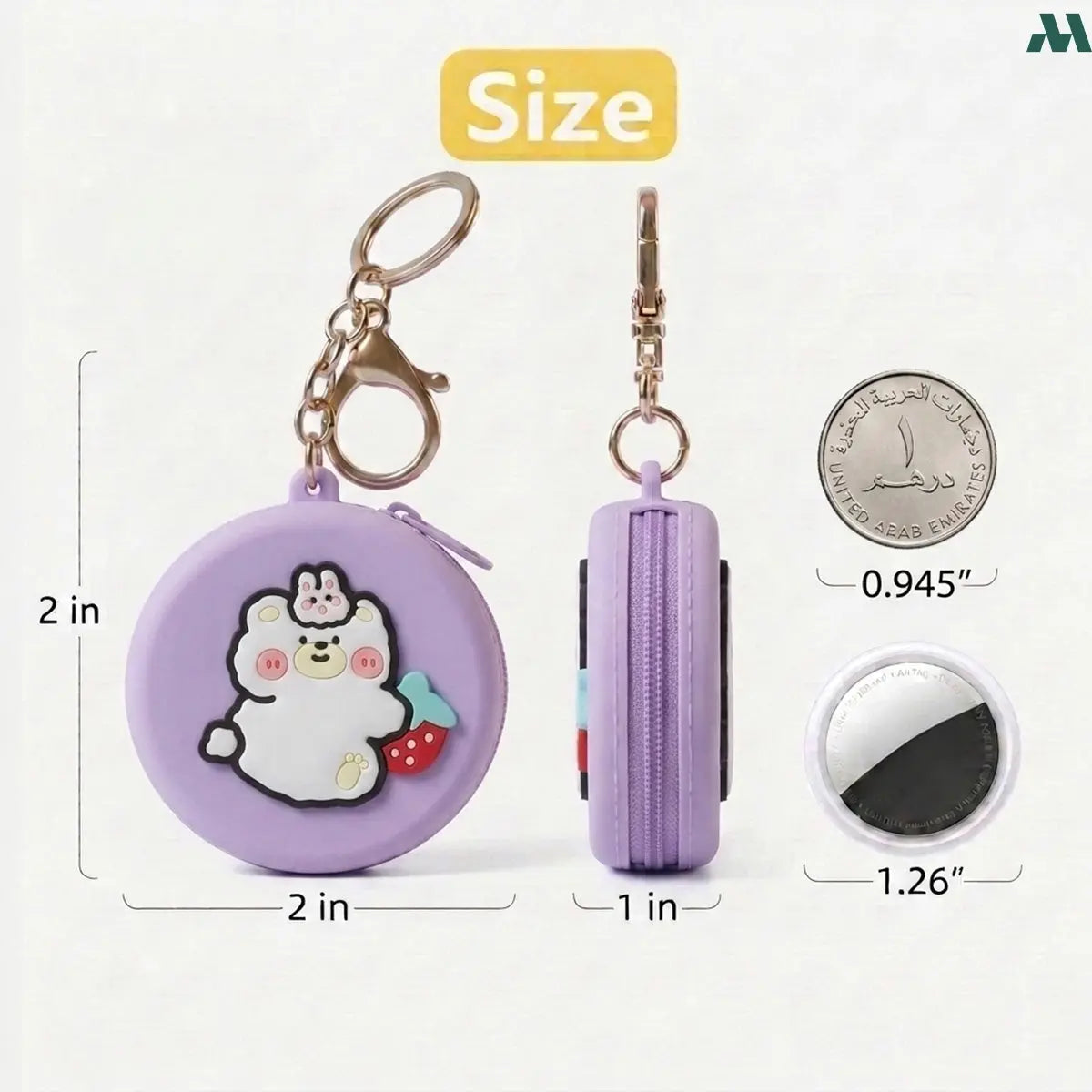Silicone bear coin purse with keychain clip
