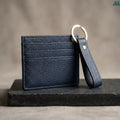 Leather card holder with matching keychain