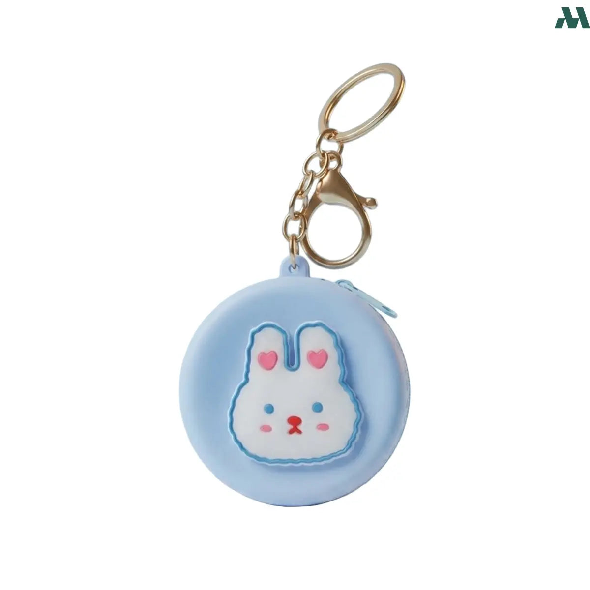 Blue rabbit silicone coin purse keychain