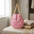 Handcrafted Indian mirror work potli bag pink
