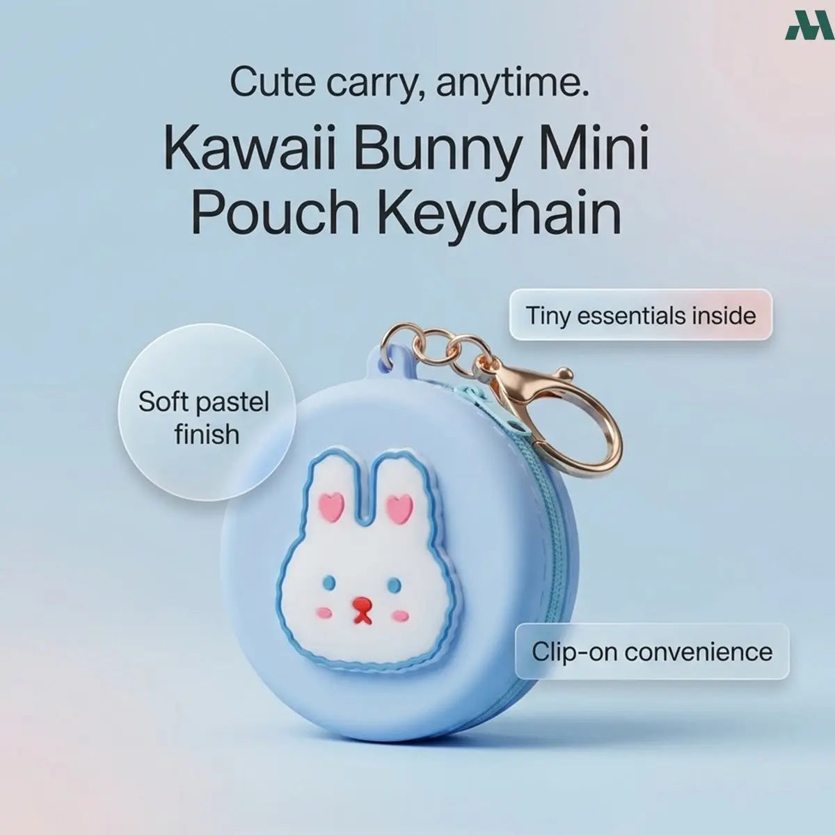 Blue rabbit coin purse holding coins
