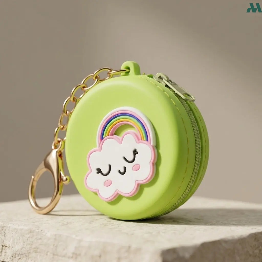 Cute rainbow silicone pouch keychain