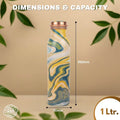 1 litre copper water bottle Golden Ocean Wave