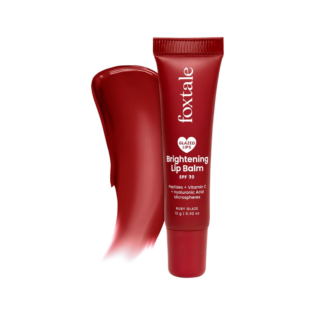 Foxtale SPF 30 Brightening Lip Balm for Dark Lips with Peptides & Vitamin C | Brightens Pigmented | Hydrates | SPF - Ruby Glaze 12gm Foxtale