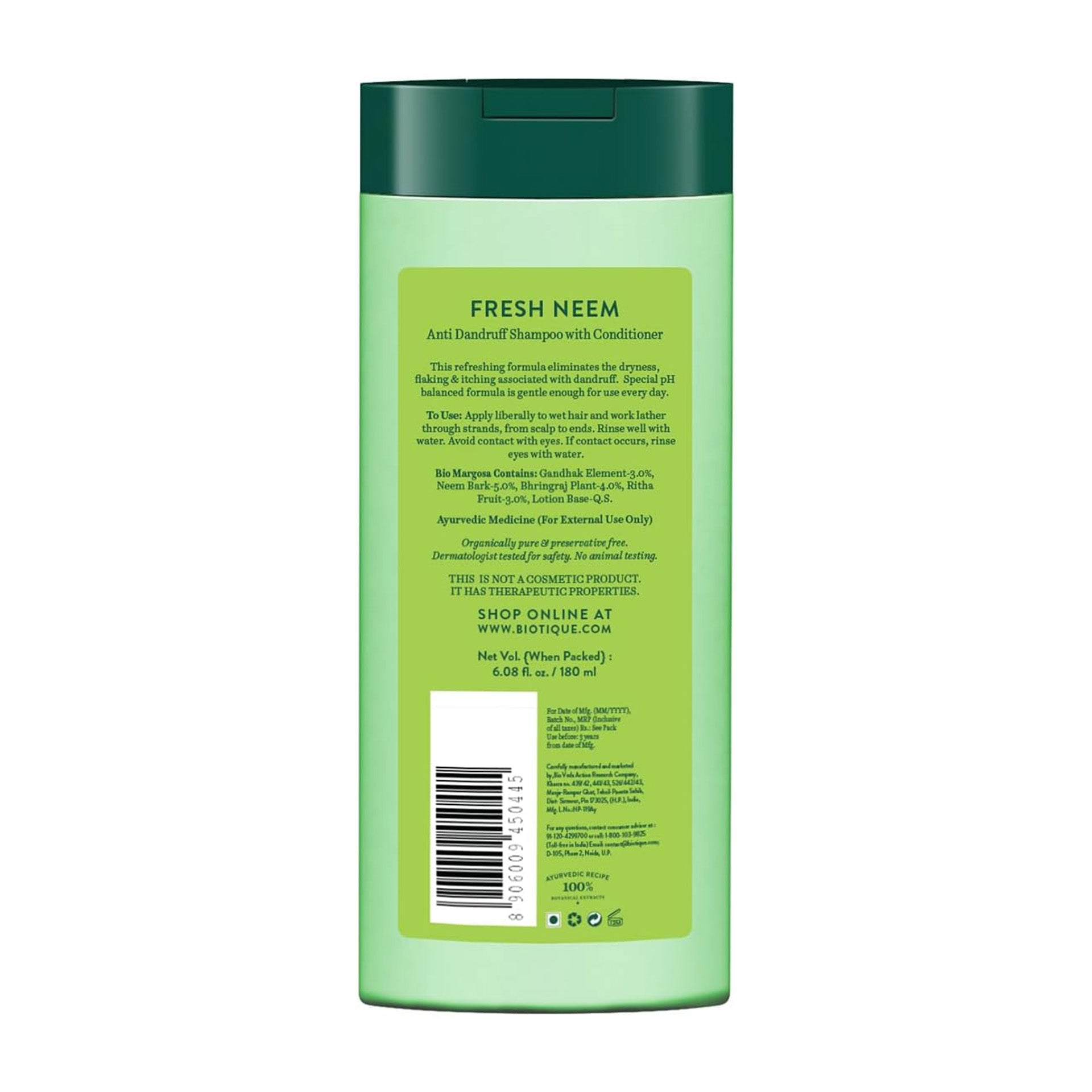 Biotique Bio Neem Margosa Anti Dandruff Shampoo And Conditioner, 180 ml Biotique