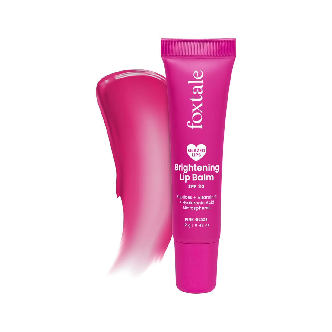 Foxtale SPF 30 Brightening Lip Balm for Dark Lips with Peptides & Vitamin C | Brightens | Hydrates | Tinted Lip Balm - Pink Glaze 12gm Foxtale