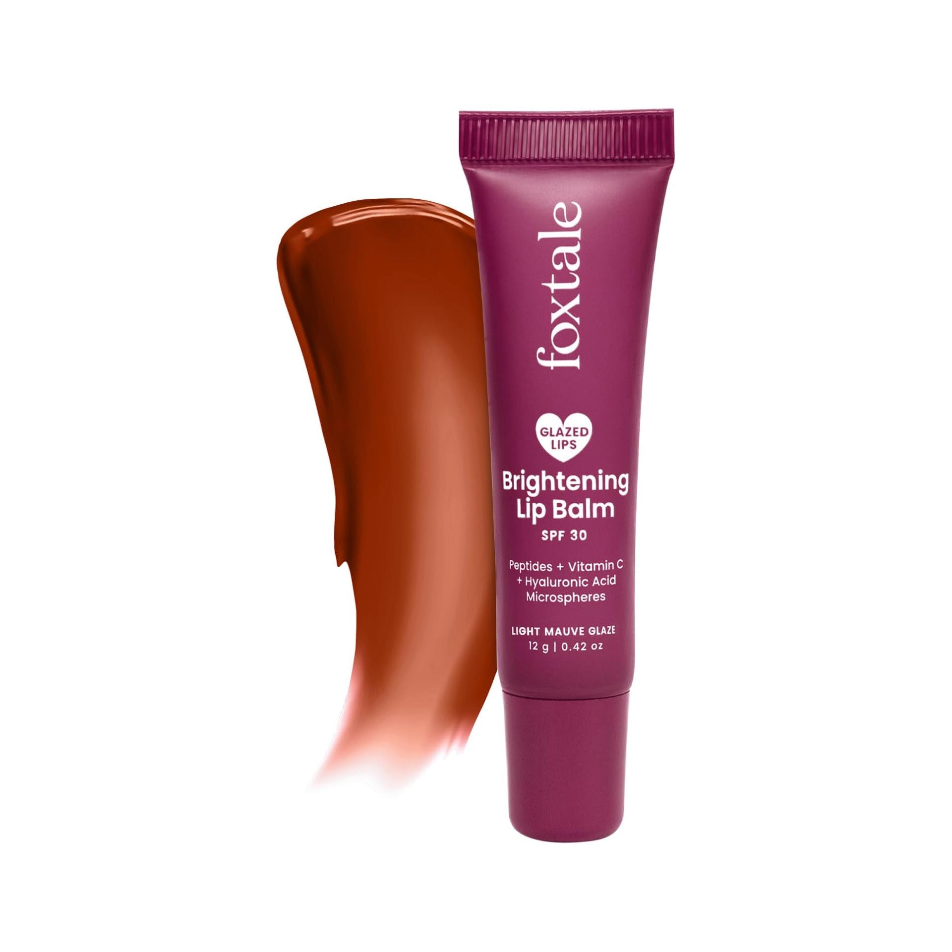 Foxtale SPF 30 Brightening Lip Balm for Dark Lips with Peptides & Vitamin C | Brightens | Hydrates | Tinted Lip Balm - Light Mauve Glaze 12gm Foxtale