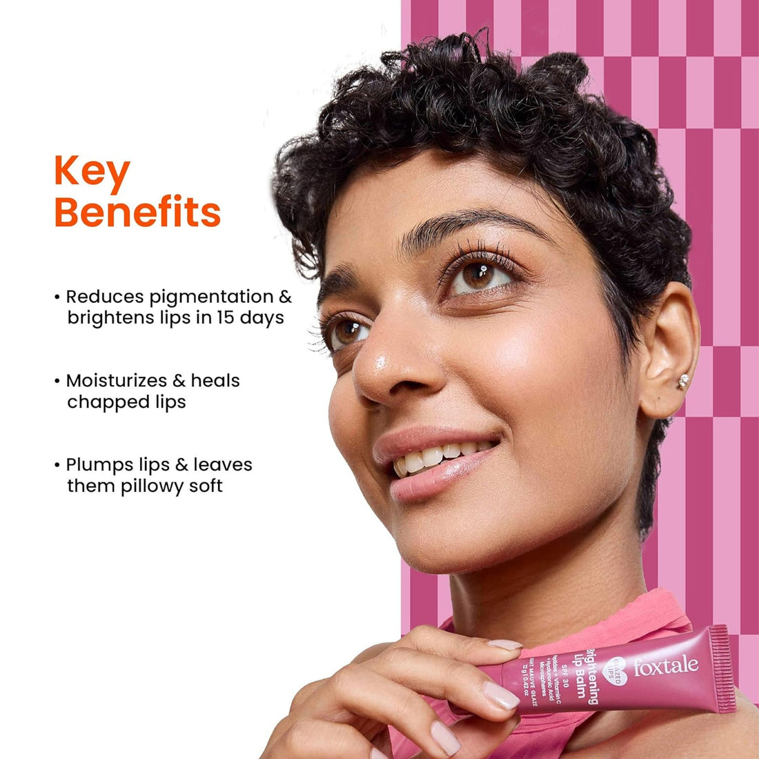 Foxtale SPF 30 Brightening Lip Balm for Dark Lips with Peptides & Vitamin C | Brightens | Hydrates | Tinted Lip Balm - Light Mauve Glaze 12gm Foxtale