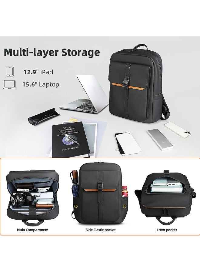 Mobcos Back Pack Black 8787F Sleek Waterproof Anti-Theft Laptop Compact Backpack with USB Charging Port Ð Durable Oxford Business Travel Bag for Men & Women, Compact Design with Back Pocket, Fits 15.6 Inch Laptop