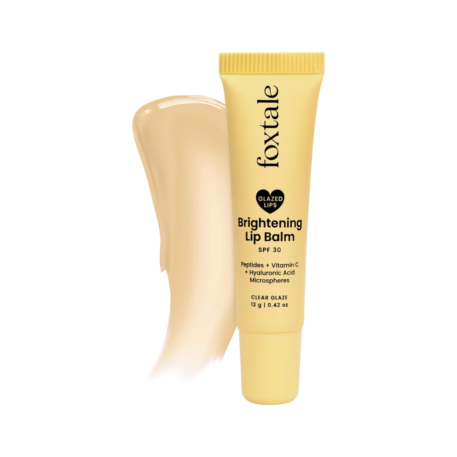 Foxtale SPF 30 Brightening Lip Balm for Dark Lips with Peptides & Vitamin C | Brightens | Hydrates | Tinted Lip Balm - Clear Glaze 12gm Foxtale