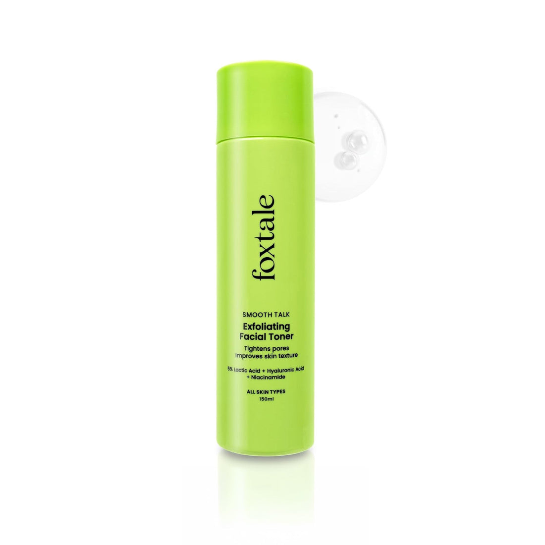 Foxtale Exfoliating Face Toner with 5% Lactic Acid for Pore Tightening & Gentle Exfoliation, Alcohol Free Toner for Glowing Skin, For All Skin Types, Men & Women, 150 ml Foxtale
