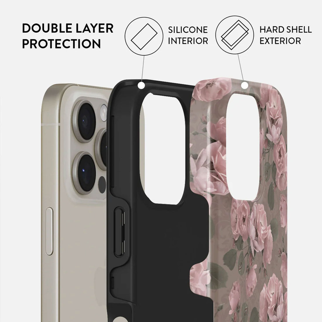 iPhone 16 Pro Case - Vintage Glamour Blush Rose Design | Elegant Floral Protection