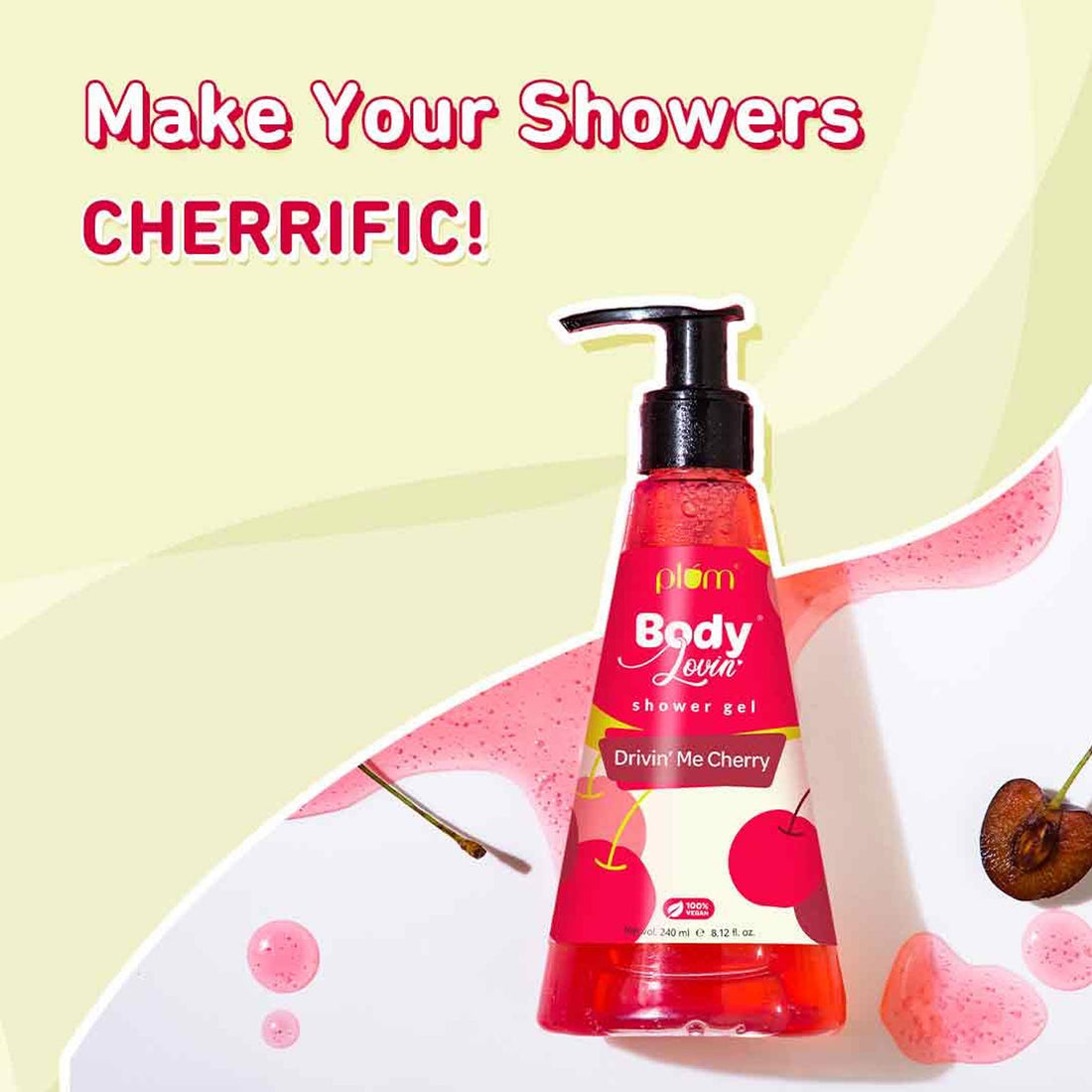 Plum BodyLovin' Drivin' Me Cherry Shower Gel | SLS-Free Body Wash for Women | Long-Lasting Sweet Cherry Fragrance & Aloe-Infused Nourishing Cleanser | 240ml