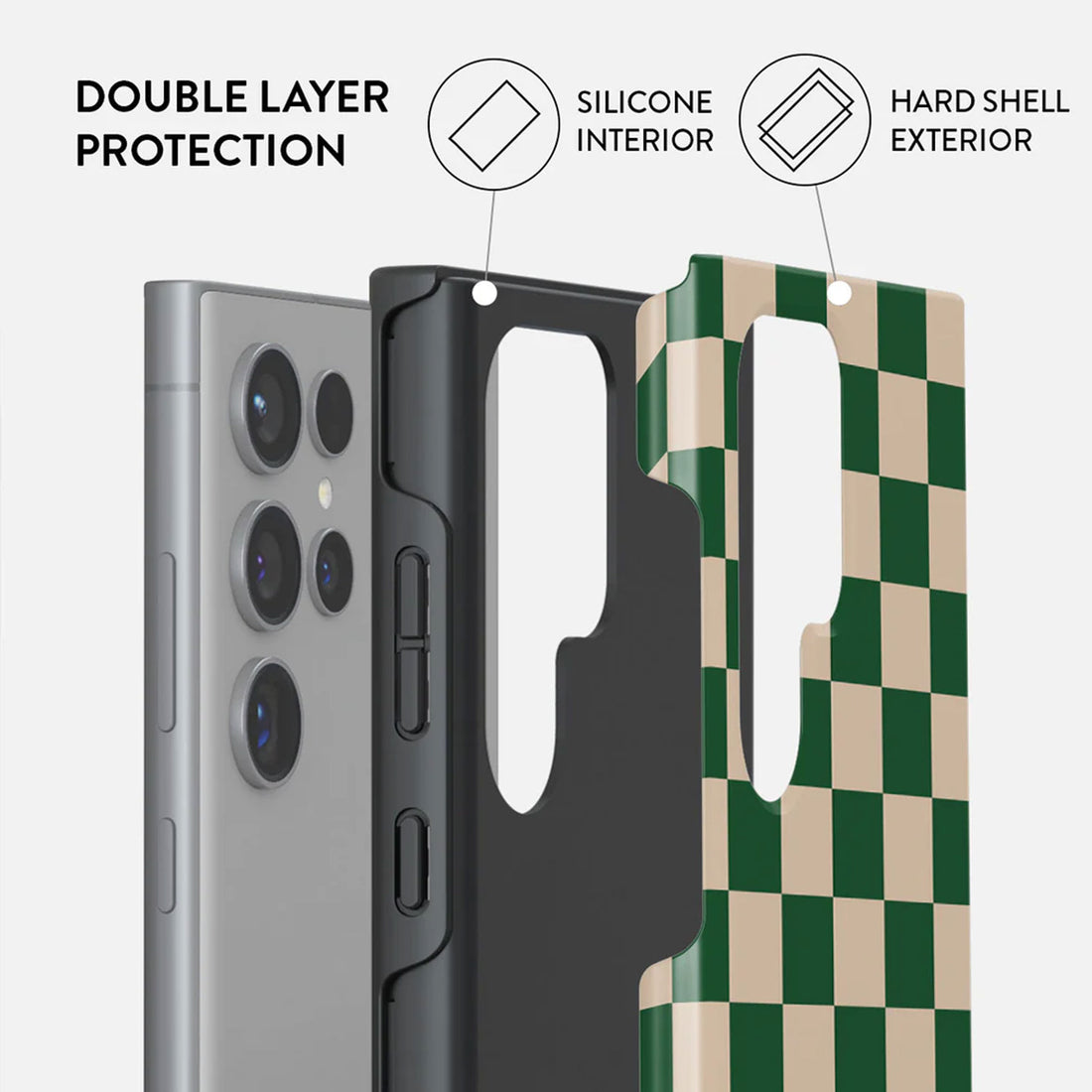 Samsung Galaxy S24 Ultra Ivy League Case – Sophisticated Green & White Checkered Design