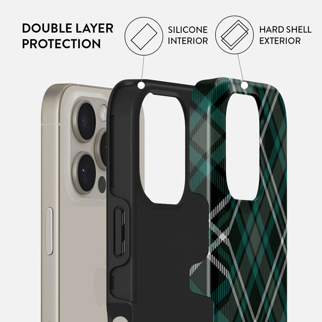 iPhone 16 Pro Mint Cookie Case – Elegant Plaid Design for All Seasons