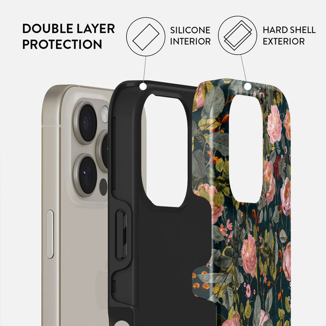 iPhone 16 Pro Case - Bloomy Garden Vintage Design | Floral Shockproof Protection with Elegant Style