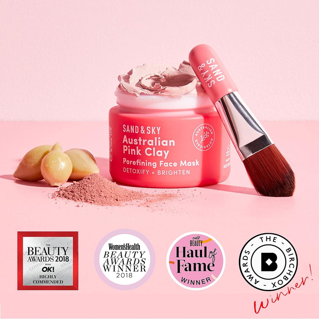 Sand & Sky and Australian Pink Clay Porefining Face Mask with Applicator 60gm